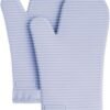 Ribbed Soft Silicone Oven Mitt Set, 7"x13", Milkshake 2 Count