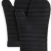 Ribbed Soft Silicone Oven Mitt Set, 7"x13", Milkshake 2 Count