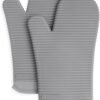 Ribbed Soft Silicone Oven Mitt Set, 7"x13", Milkshake 2 Count