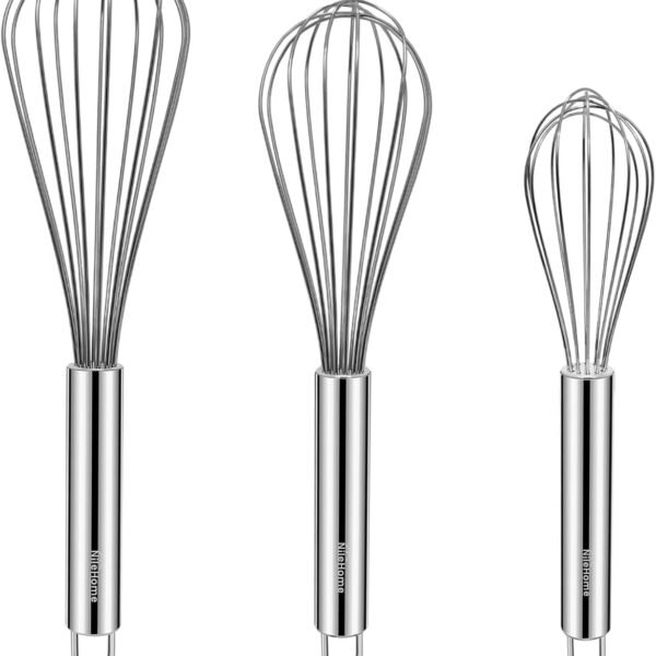 Stainless Steel Whisk Set 8" 10" 12" Kitchen Whisk Balloon Whisk Kitchen Wisk Wire Whisks for Cooking, Whisking, Blending, Beating, Stirring-3 Pack??