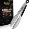 Tongs For Cooking - Heat Resistant 600 Degrees Stainless Steel Kitchen Tong,Heavy Duty Metal Locking Tongs - Perfect for Food,Salad and BBQ set of 3 (7",9" and 12") Dishwasher