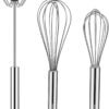 Stainless Steel Whisk Set 8" 10" 12" Kitchen Whisk Balloon Whisk Kitchen Wisk Wire Whisks for Cooking, Whisking, Blending, Beating, Stirring-3 Pack??