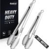 Tongs For Cooking - Heat Resistant 600 Degrees Stainless Steel Kitchen Tong,Heavy Duty Metal Locking Tongs - Perfect for Food,Salad and BBQ set of 3 (7",9" and 12") Dishwasher