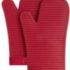 Ribbed Soft Silicone Oven Mitt Set, 7"x13", Milkshake 2 Count
