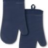 Ribbed Soft Silicone Oven Mitt Set, 7"x13", Milkshake 2 Count