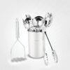 ? Premium Set of 10 Stainless Steel (GREY HOLDER) Kitchen Tool Set with Holder Easy To Clean, Space Saving, Great for Cooking, Baking, Prepping (GREY)