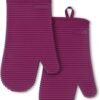 Ribbed Soft Silicone Oven Mitt Set, 7"x13", Milkshake 2 Count