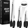 Tongs For Cooking - Heat Resistant 600 Degrees Stainless Steel Kitchen Tong,Heavy Duty Metal Locking Tongs - Perfect for Food,Salad and BBQ set of 3 (7",9" and 12") Dishwasher