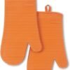 Ribbed Soft Silicone Oven Mitt Set, 7"x13", Milkshake 2 Count